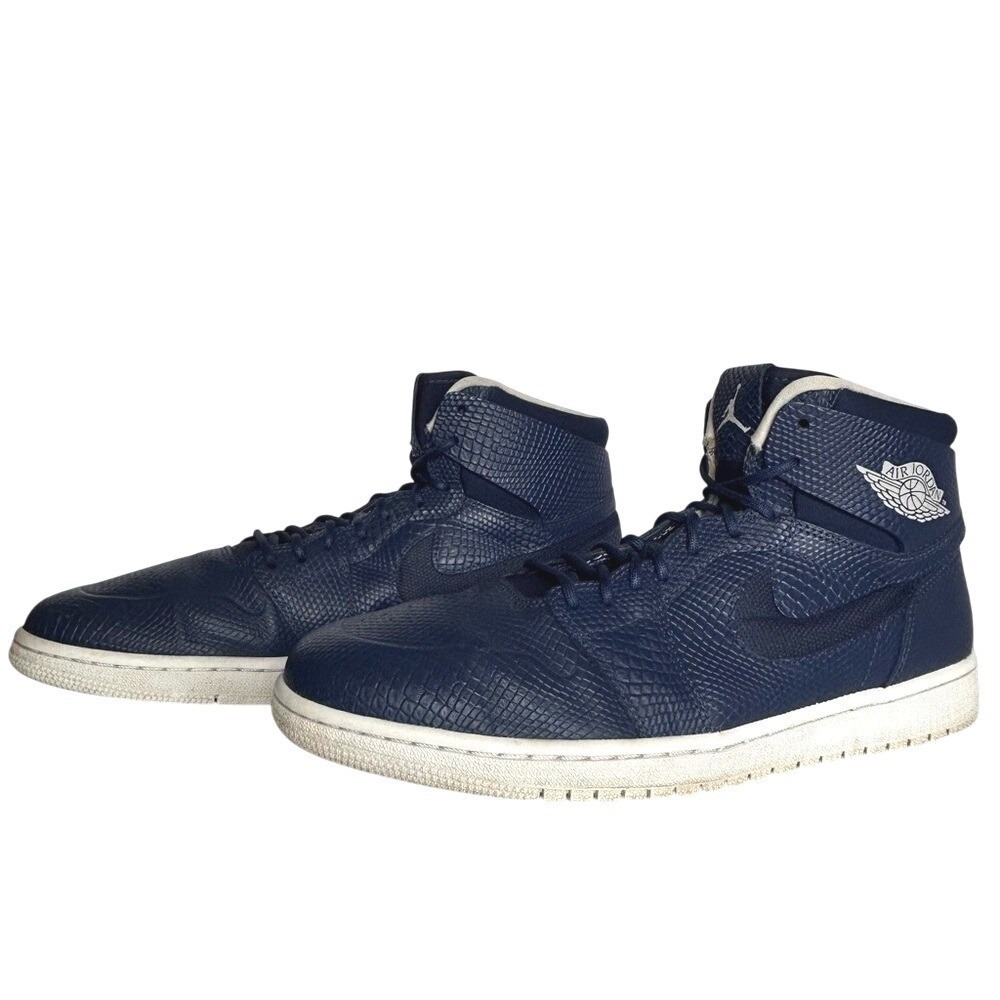 Nike Mens 11.5 Air Jordan 1 High Nouveau Navy Snakeskin 819176-407 2016 Sneakers - Picture 11 of 16